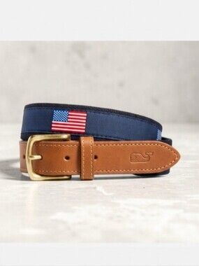 ‼️SAVE $50+‼️ Vineyard Vines Canvas American Flag Belt